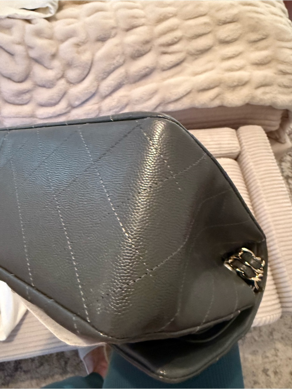 Chanel Classic Quilted Flap Bag in Dark Gray with Gold Hardware jumbo size - Picture 13 of 13